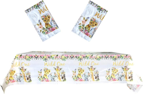 2 Pack Wild One Tablecloth, Wild One Birthday Party Supplies for Girl, Wild One Party Table Cover (70.8" x 42.5")