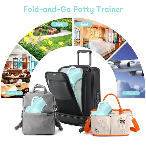 Foldable Travel Potty Seat for Toddler, Portable Toilet Training Seat for Kids on The Go, Fits Round & Oval Toilets