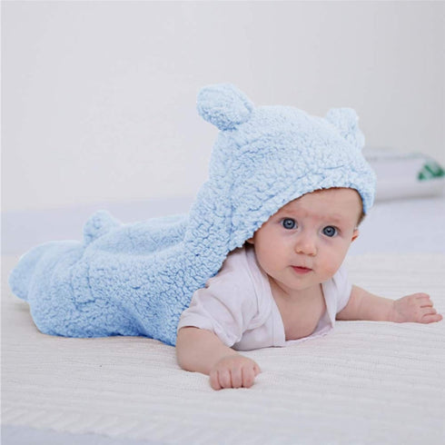 Light Blue Plush Swaddle Blanket for Newborns - Soft Nursery Essential