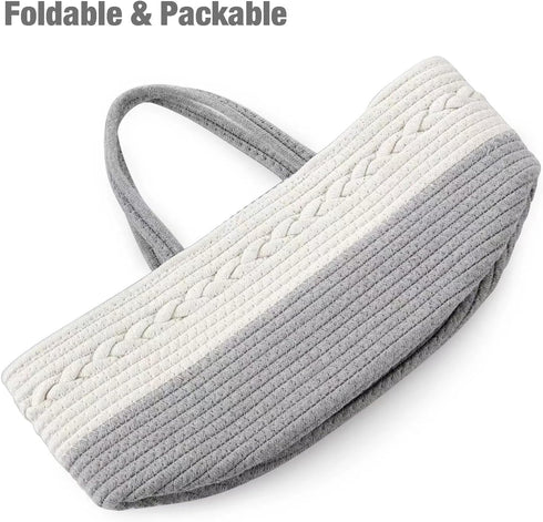 PandaEar Baby Diaper Caddy Organizer for Boys Girls, Portable Cotton Rope Diaper Basket, Travel Change Organizer