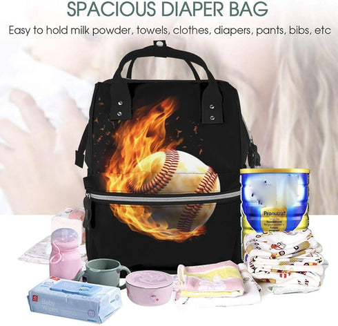 DWVTSLH Backpack Mummy Backpack Fire Baseball Diaper Bag Multifunction Nappy Bags Waterproof Large Capacity Travel