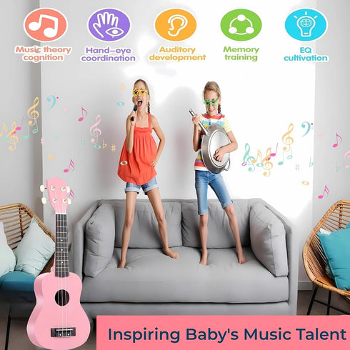 21 Inch 3-9 Carbon Fibre Kids Toddler Child Children Acoustic Guitar Ukulele Musical Instruments Ideal for Year Old