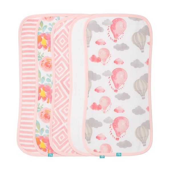 Featherhead 5-Pack Muslin Burp Cloths for Baby Girl Large 22" X 11"