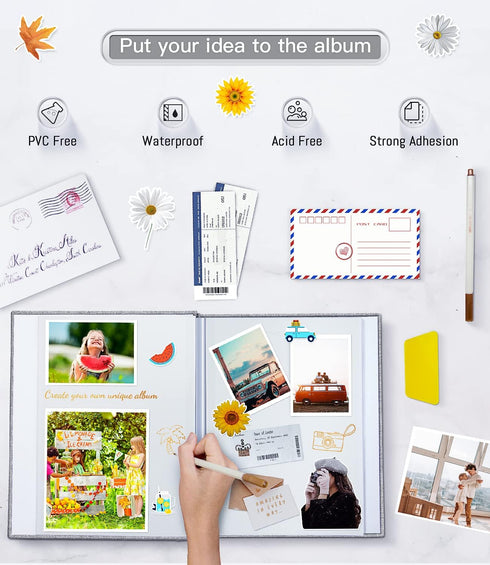 Popotop Photo Album, Self Adhesive with Picture Display Window, 40 Pages DIY Baby Memory Book for Wedding