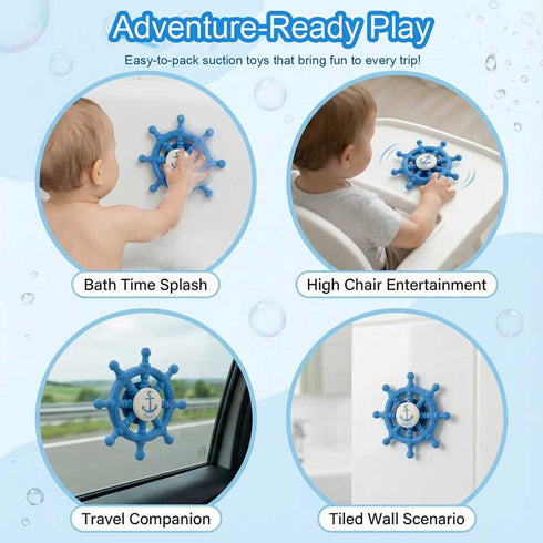 1 Baby Suction Spinner Toys for Bathtub, Silicone Toddler Bath & High Chair Toys for Year Old Boy/Girl Birthday Gift