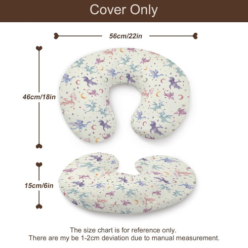 KuphiL10C Watercolor Dragon Moon Stars Pattern Nursing Pillow Cover, Unisex Removable Breastfeeding Pillowcase