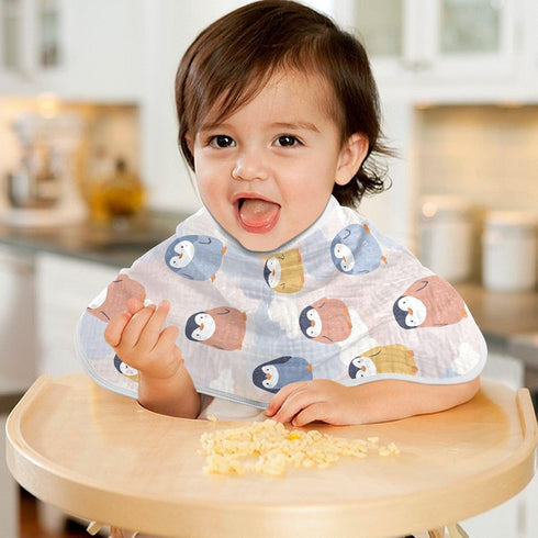 decor gift 4 Pack 22x11in Cotton Burp Cloths Soft Touch Cute Cartoon Penguin wash rag for Babies Girls and Boys
