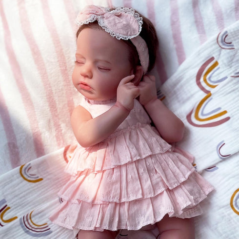Reborn Baby Dolls Girl - 20 Inch Realistic Sleeping Newborn Doll, Lifelike Handmade Soft Weighted Gift Set for Kids Age