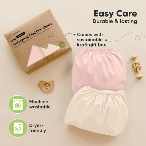 2-Pack Pack 38 26 Pack Waterproof and Play Sheets, Mini Crib Sheets Fitted for Boy, Girl - x Viscose from Bamboo N Play