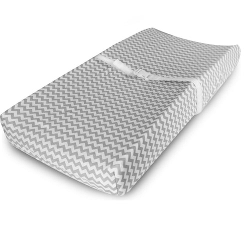 (2 Pack) Ziggy Baby Changing Pad Cover, Cradle Bassinet Sheets Jersey Cotton (Grey/White)