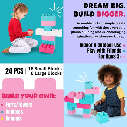 Liberty Imports 24 PCS Giant Blocks for Toddlers, Set of Plastic Large Building Blocks for Kids Creative Play