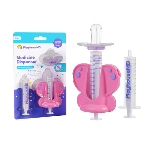 Playhouse MD Medicine Dispenser, Butterfly - Liquid Medication Syringe for Newborns, Infants,