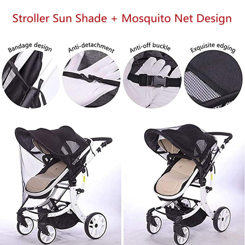 Baby Stroller Sun Shade with Mosquito Net - Anti-UV Canopy, Breathable Pushchair Buggy Sun Rain Cover for Jogger