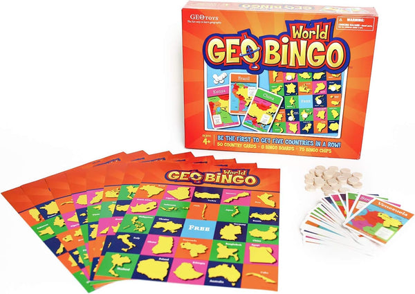GeoToys GeoBingo - World Bingo for Kids - Geography Game for Home, School, or Camp