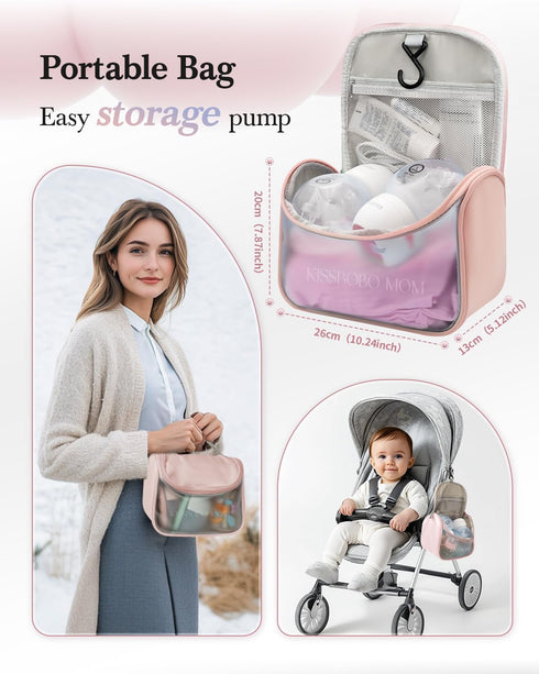 KISSBOBO MOM 3 9 2PCS) Smart Double Sides Wearable Breast Pump, Electric Bilateral Breast Pump, Modes Levels
