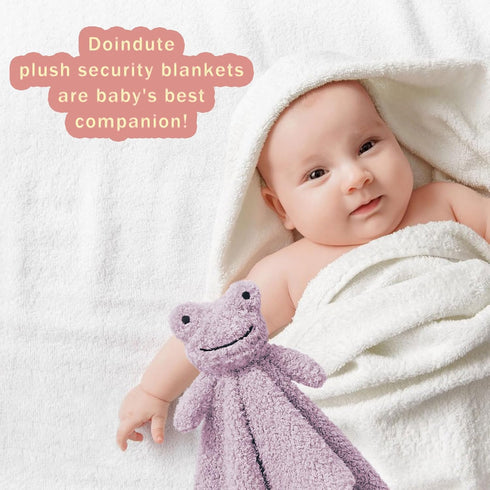Baby Purple Frog Soft Stuffed Animal Security Blanket, Plush Frog Lovey, Cuddly Newborn Snuggle Blankie, 14"