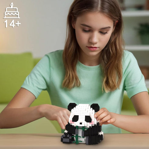 Set, 504PCS 14+ Finger Rock Creator Panda Bamboo Building Cute Panda Micro Bricks Building Kit, Party Favors for Adults