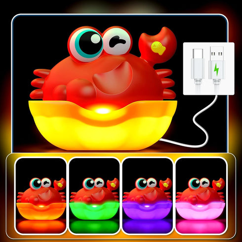 Toyjolka 1-3,Light 1-3 2-4 3-5 Bath Toys for Kids Ages Up Baby Bath Toys Crab Bubble Maker with Colourful Light Toddler
