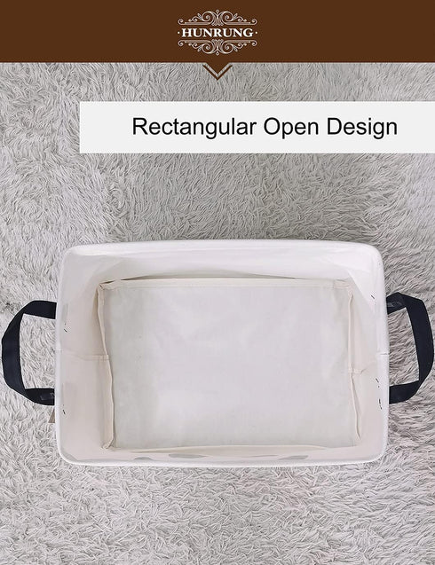 HUNRUNG Cute Rectangle Storage Basket, Canvas Organizer Bin for Pet/Children Toys, Books, Clothes, Rectangle Panda