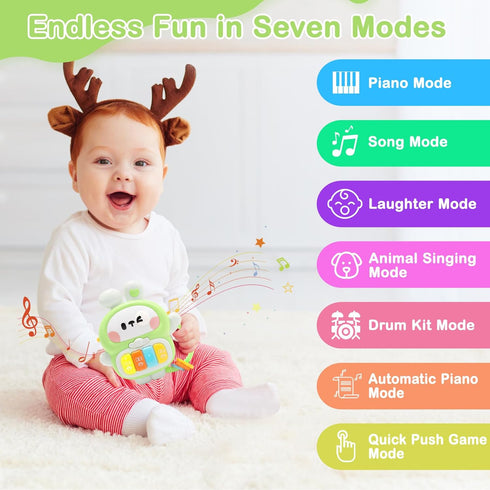 Redbeann 6-12 1-3, 1 Baby Musical Toys Months, Rabbit Piano for Baby Musical Toys for Toddlers Busy Board with Music