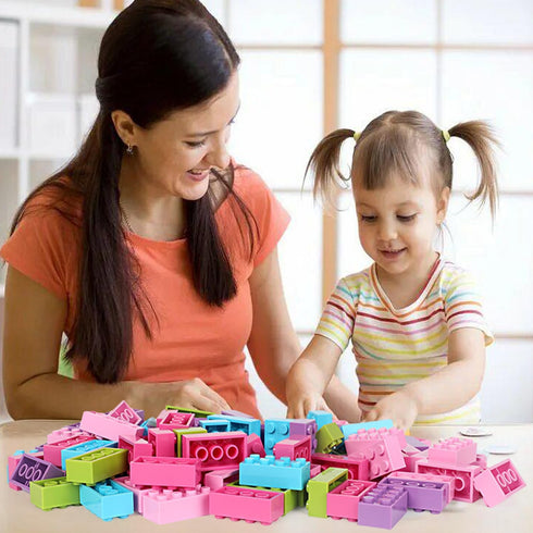 Building Bricks 121 Pieces 2x4 Multi-color, Creative Block Toys Compatible with Classic Building Blocks (Pink, Blue,