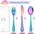 LIANYU 12-Piece Rainbow Kids Silverware Set, Stainless Steel Toddler Utensils, Dishwasher Safe