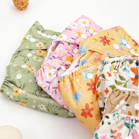 CoolaPeach 12 Set 0-3 Boy,6 Pack Diapers+6pcs (NCP05) Reusable Adjustable Cloth Diapers for Newborn to Years,One Size