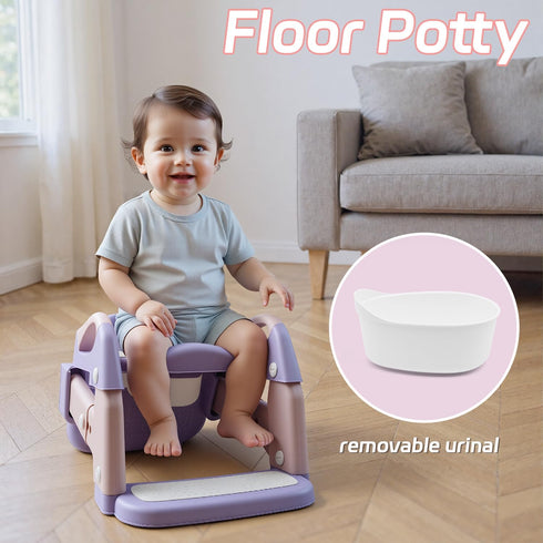 Snugzy 3-in-1 Toddler Potty Training Seat Foldable Potty Training Toilet with Step Stool Adjustable Potty Chair