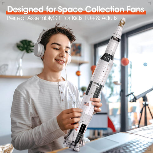 NASA Apollo Saturn V 3D Puzzles - Rocket Ship Building Kit for Kids Ages 8-14, Space Exploration Crafts, 136 Pieces