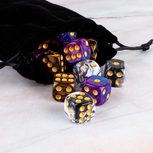 LAMJAM 36 16mm D6 6 Set Pieces Marble Dice Sided Dice Round Corner Board Game Dice for MTG DND Tenzi Farkle Yahtzee