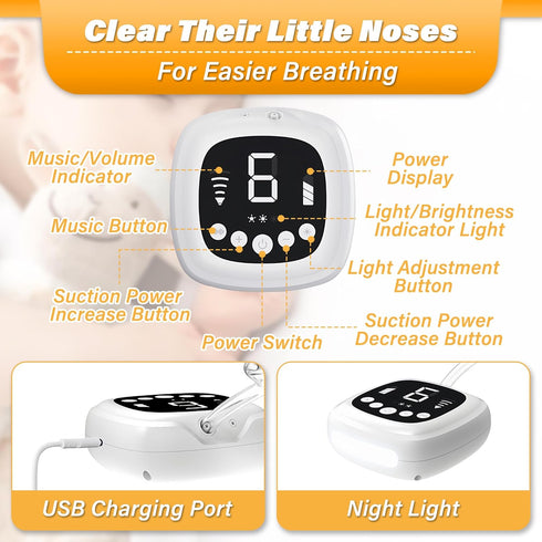 9 5 TopQuaFocus Electric Baby Nasal Aspirator, Nose Sucker for Toddler, Levels Suction Power for Children's Nasal