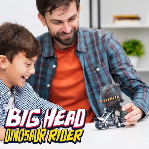 DINOBROS Dinosaur Toy Cars 2 Pack, Friction Powered Motorcycle Game with T-Rex and Triceratops