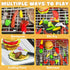 Playset, 3-5, 2-Layer Kids Grill BBQ Toy Grill with Smoke Sound Light and Wheel, Movable Pretend Play Kitchen Toys