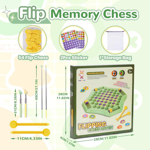 54PCS Fruit Flip Chess Memory Chess Game, Animal Flip Matching Chess Board, Memory Chess Game for Kindergarten