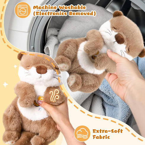 Baby Comfort Otter Breathing Stuffed Animal Buddy-Fur Real Pets Plush Sound Machine with Music, Warm Lights, Peaceful