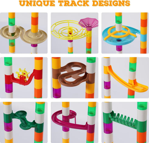 Marble Run - 166Pcs Marble Maze Building Block Toys for Kids - STEM Learning Toys Marble Track Race Set with 30 Glow in