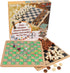 5-in-1 2 Glintoper Wooden Board Game with Reversible Boards for Chess, Checkers, Chinese Checkers, Snakes and Ladders