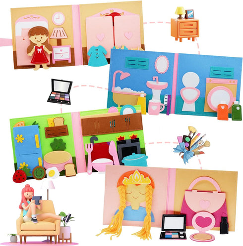 2 3 4 5 6 BizyKoady Montessori Felt Busy Book Toddlers Quiet Book Preschool Early Learning Educational Travel Toys