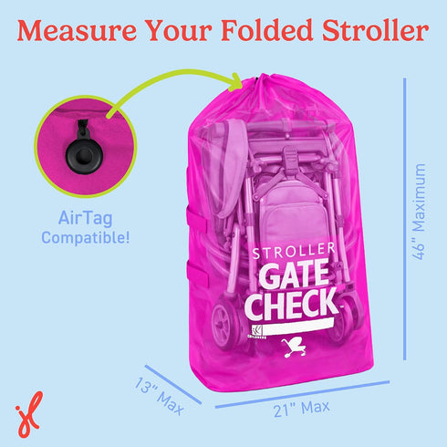 J.L. Childress Gate Check Bag for Single & Some Double Strollers - Travel Bag for Airplane, Fits Most Standard Baby