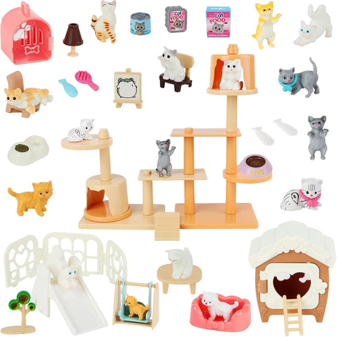 40 Pack Cat Figures Playset Toy - Realistic Cat Figurines for Pretend Play, Educational Learning, Cake Toppers