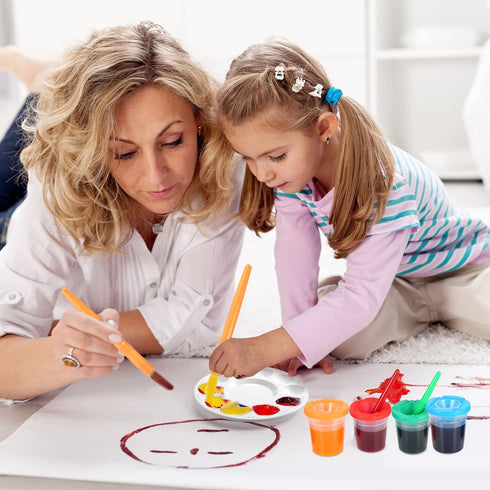 Paint Cups with Lids for Kids, No Spill Paint Containers with Toddler Brushes & Palette Tray (Pack of 23)