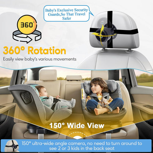 LeeKooLuu 1080P 0-4 Setup Carseat Car Camera for Baby: HD Display Real-Time Monitoring for Infants Years No Delay
