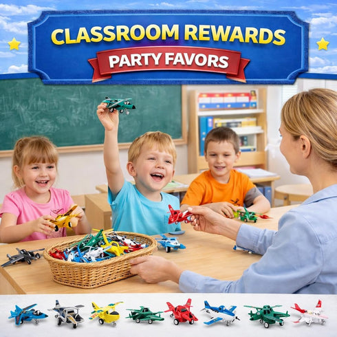 Playset, Pack (12 Pack) Liberty Imports Pull Back Airplanes Toys Vehicle Variety of Helicopters, Stealth Bombers