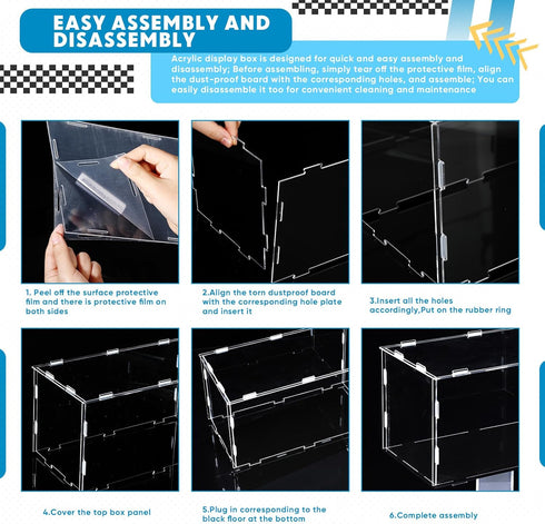 Clear Acrylic Display Case for 1:18 Scale Model Car, Installation Required, Black Base Model Display Box for