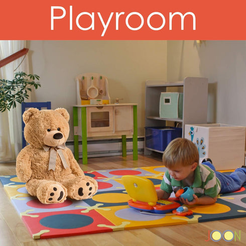JOON Big Teddy Bear - Fluffy Fur, 28 Inches, Tan, Huggable & Lovable Joy, Ideal Gift for Baby Showers, Ribbon & Bow