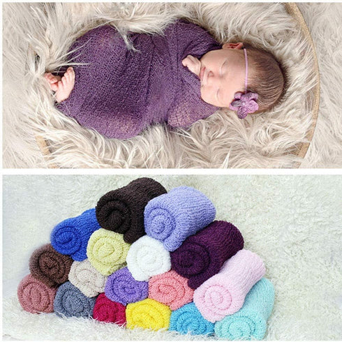 Matissa Newborn Baby Photography Prop Swaddle Cheesecloth Knit Wrap, 16 Colors Available (Baby Pink)