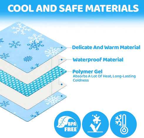 Orzbow Gel Car Seat Cooler Pad for Babies, Waterproof Liner, Potty Training Seat Pads, Cool Blue