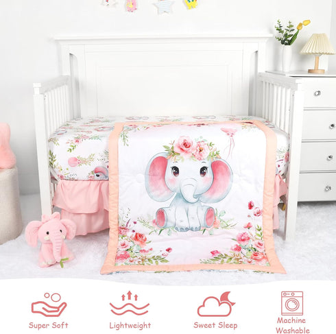 Set Set Set, Baby Crib Bedding for Girls, Soft Bedding with Comfort, Crib Skrit, Crib Sheet, Infant & Toddler Nursery