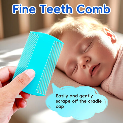 (Blue,Set 5) Cradle Cap Brush for Babies, Baby Bath Essentials with Silicone Scrubber Bath Sponge Dual-Sided Comb