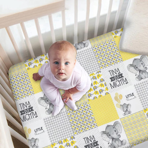 Naseagleeye Set Personalized Yellow Bedding for Baby Girls & Boys, Custom Name Crib Comforter & Fitted Sheet